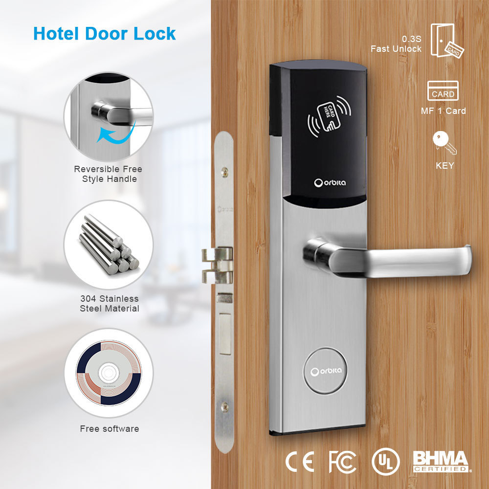 Orbita Sdk Api Electronic Keyless Entry Intelligence Smart Key Swipe Rf M1 Card Digital Rfid Hotel Door  Locks System