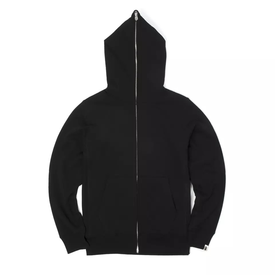 Customizable Bulk Low Moq Oversized Heavyweight Men Full Face Zipper Up Hoodies Blank Cotton Black Zip up Hoodie