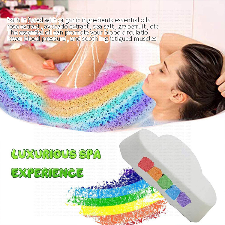 Private Label Natural Bath Bomb Rainbow Spa Relaxing Bubble Organic Rainbow Bath Bomb