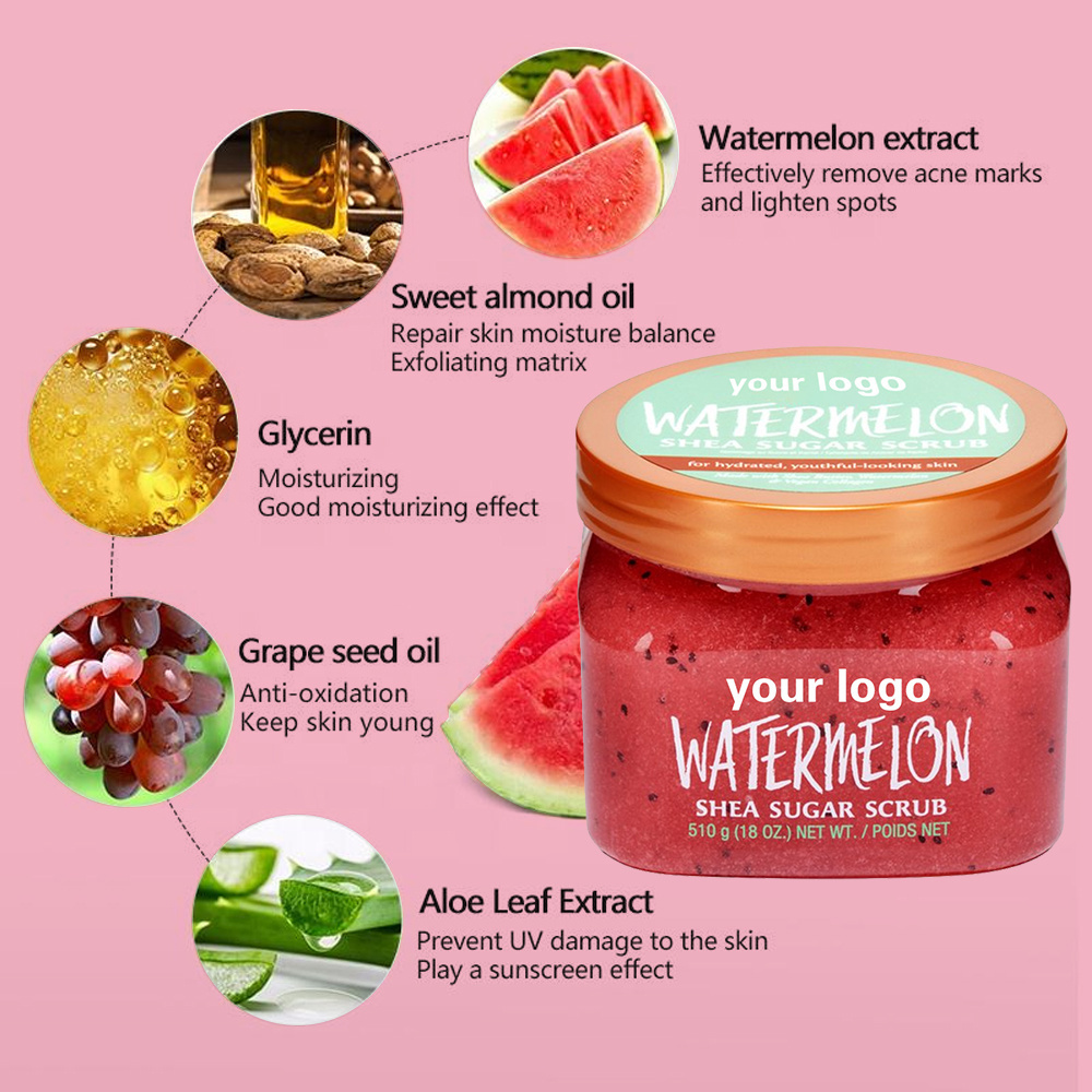 Custom Logo Private Label Natural Exfoliating Whitening Organic Mango Watermelon Grapefruit Fruit Body Scrub