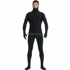 Factory Wholesale High Quality Low MOQ Long Sleeve Nylon Spandex Hooded Full Footed Men Dance Unitard