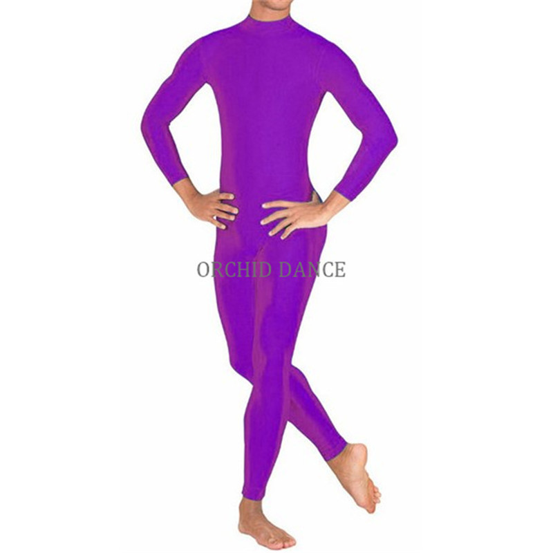 Hot Sale Low MOQ Fast Delivery Shiny Nylon Spandex Long Sleeve Dance Gymnastics Fitness Wear Man Unitard