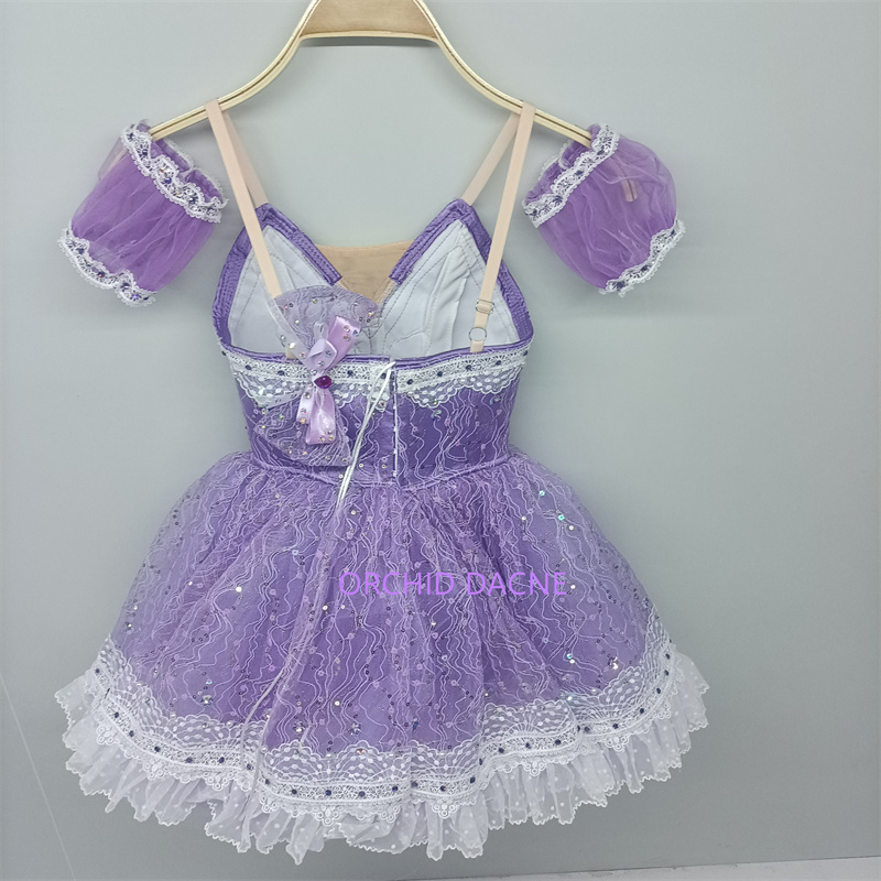 Newest Exquisite Kids Girls Modern Dance Performance Wear Lilac Purple Romantic Tutu Cupid Talisman Lyrical Ballet Costumes