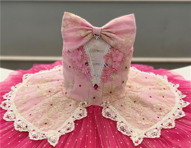 Professional High Quality Custom Size Kids Girls Performance Wear Ballet Tutu Pink with butterfly bow