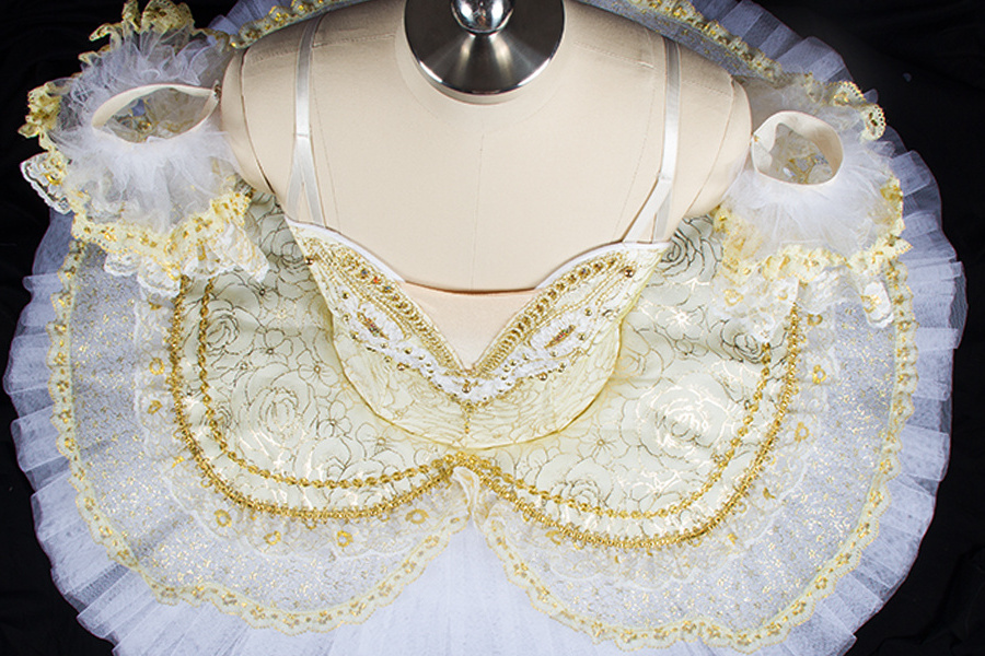 High Quality Customized Girls Ballet Dance Performance Gold Professional Tutu