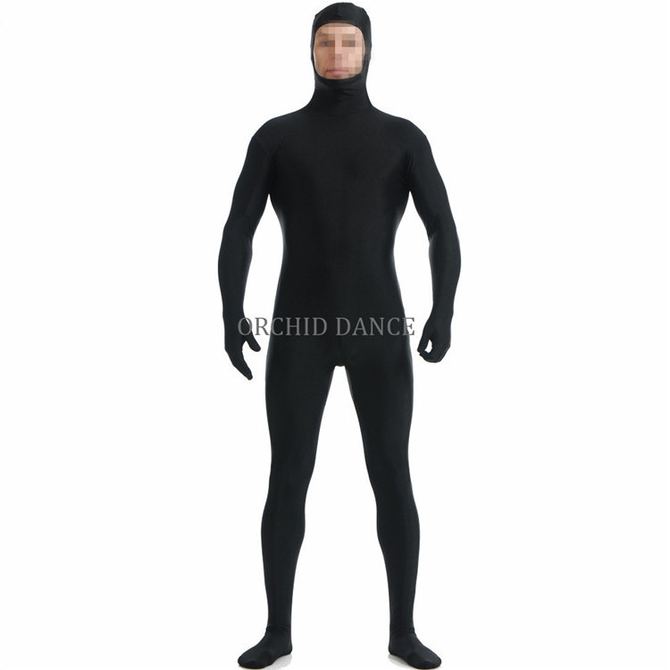 Wholesale High Quality Low MOQ Long Sleeve Hooded Footed Men Dance Unitard