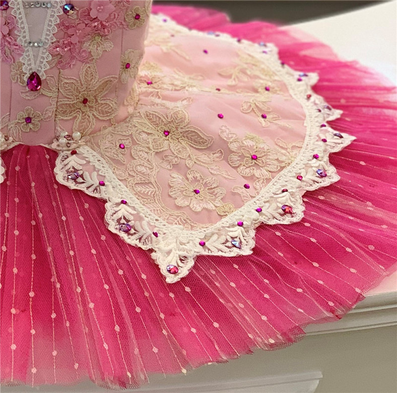 Professional High Quality Custom Size Kids Girls Performance Wear Ballet Tutu Pink with butterfly bow