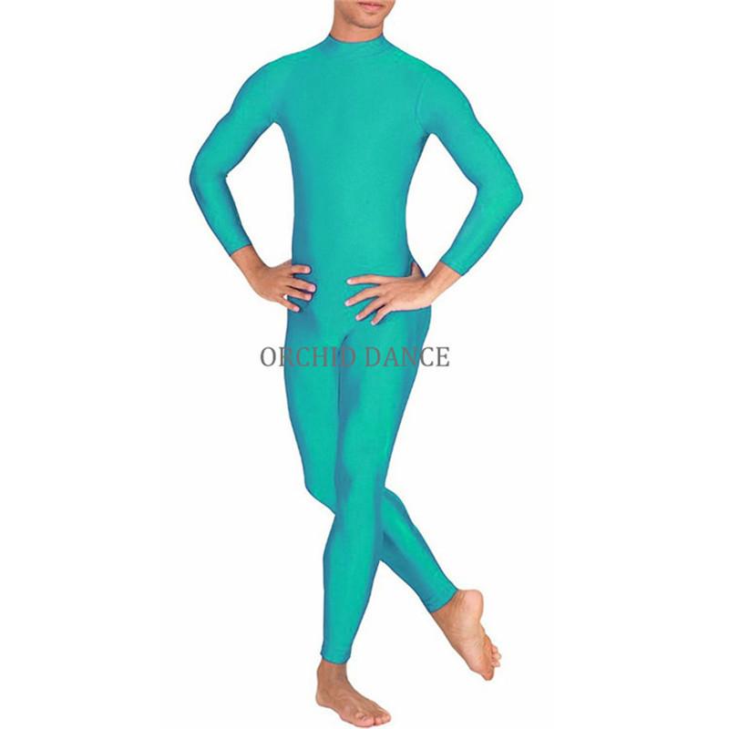 Cheap Low MOQ High Quality Shiny Nylon Spandex Unisex Women Men Long Sleeve Sport Gym Wear Dance Unitards