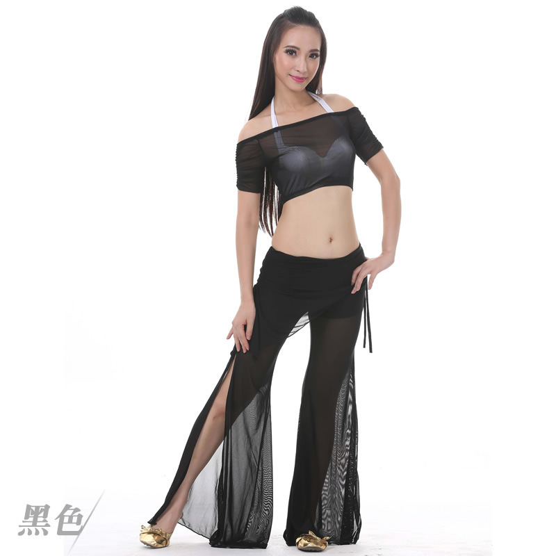 Hot Sale Hight Quality Women Girls Practice Costume Spandex Flat Shoulder Waist Dress Belly Dance Set