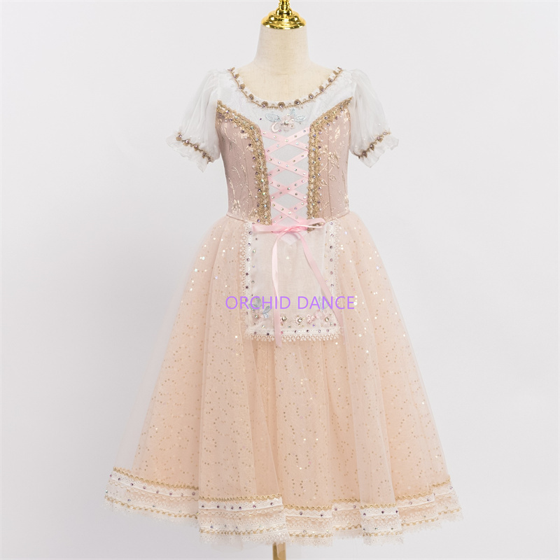 New Professional Custom Size Kids Girls Women Adults Peasant Performance Wear Costumes Long Salmon Pink Romantic Tutu Dress