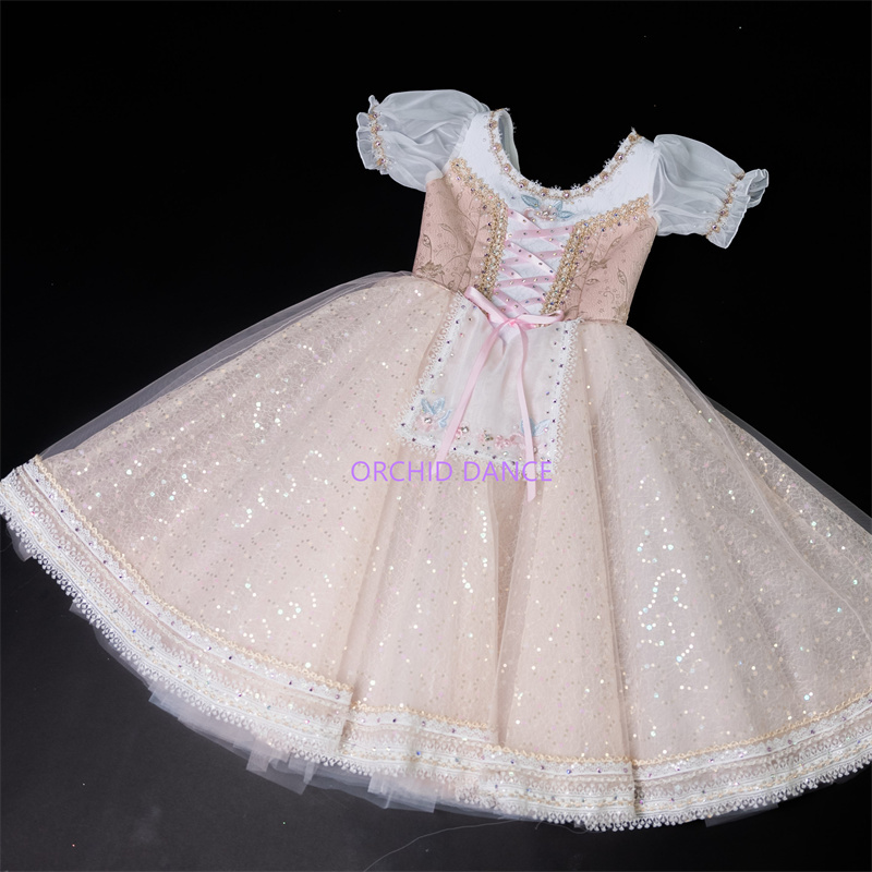 New Professional Custom Size Kids Girls Women Adults Peasant Performance Wear Costumes Long Salmon Pink Romantic Tutu Dress