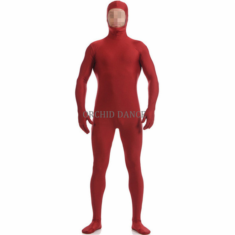 Wholesale High Quality Low MOQ Long Sleeve Hooded Footed Men Dance Unitard