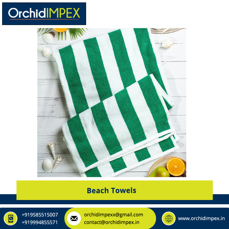 Home & Hotel Use 100% Cotton Material Beach Towels at Reliable Market Price from Genuine Indian Wholesaler