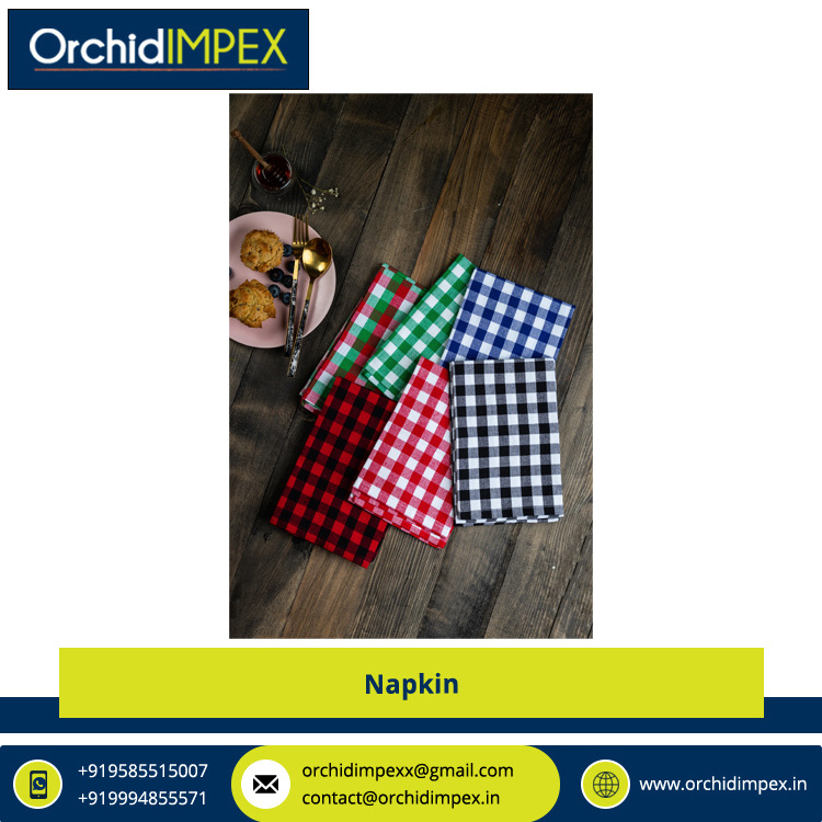 Ready Bulk Stock Available Highest Selling 100% Cotton Table Napkins Printed Cotton Linen Dinner Table Napkins