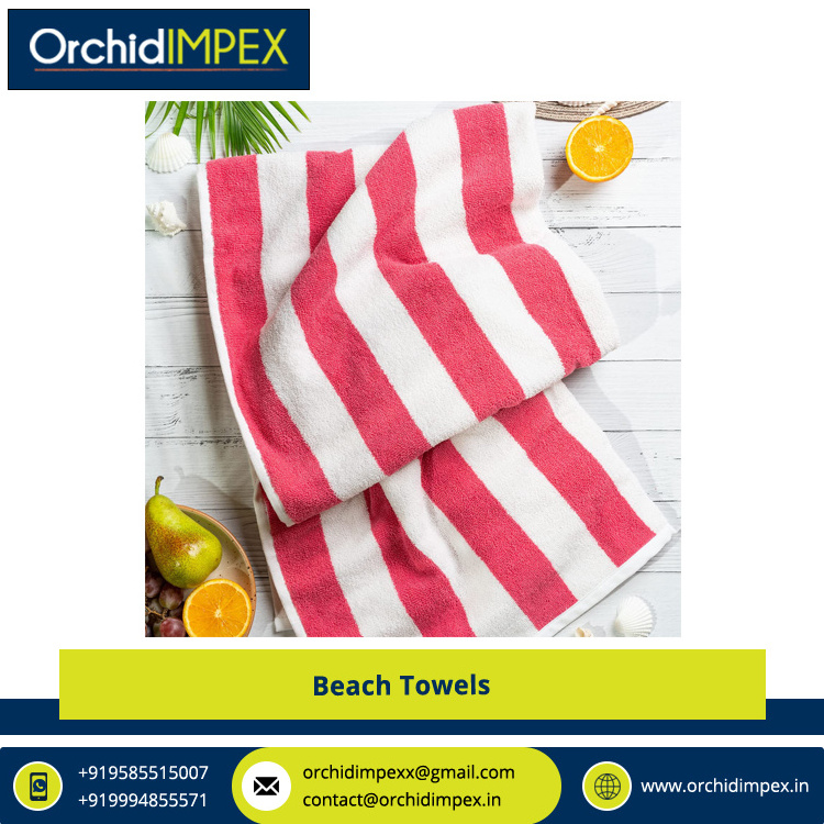 Home & Hotel Use 100% Cotton Material Beach Towels at Reliable Market Price from Genuine Indian Wholesaler