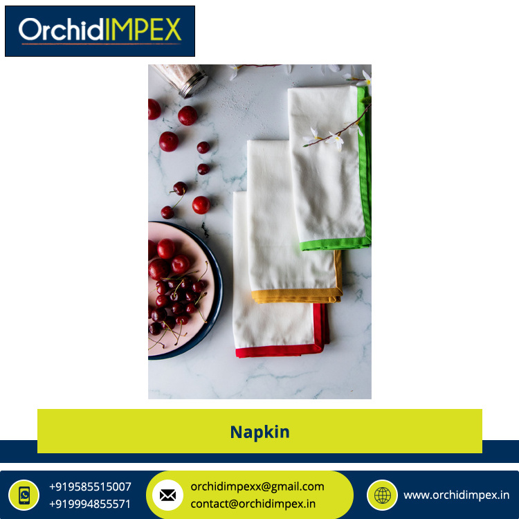 Ready Bulk Stock Available Highest Selling 100% Cotton Table Napkins Printed Cotton Linen Dinner Table Napkins