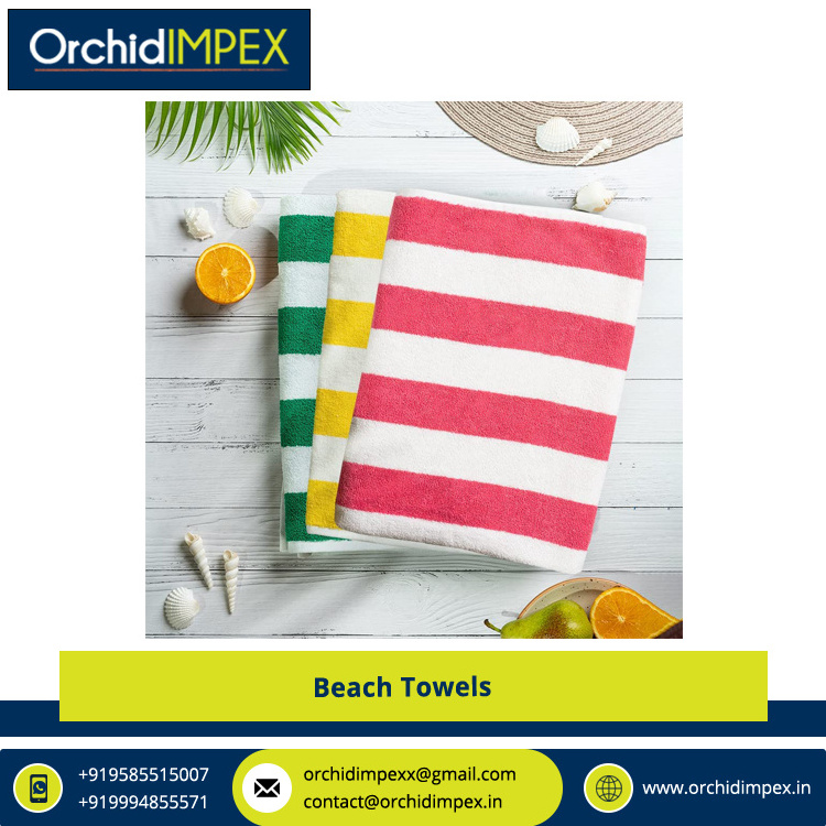 Home & Hotel Use 100% Cotton Material Beach Towels at Reliable Market Price from Genuine Indian Wholesaler