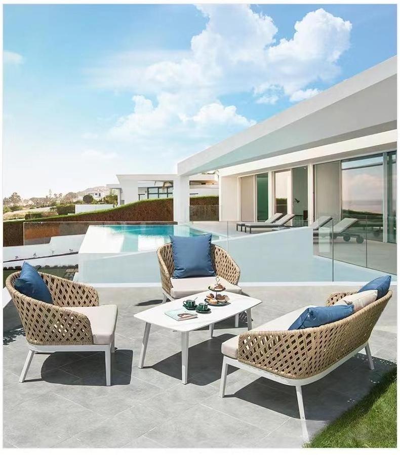 garden pe rattan woven sofas patio terrace modern lounge sectional couches sofa outdoor sofas set hotel furniture