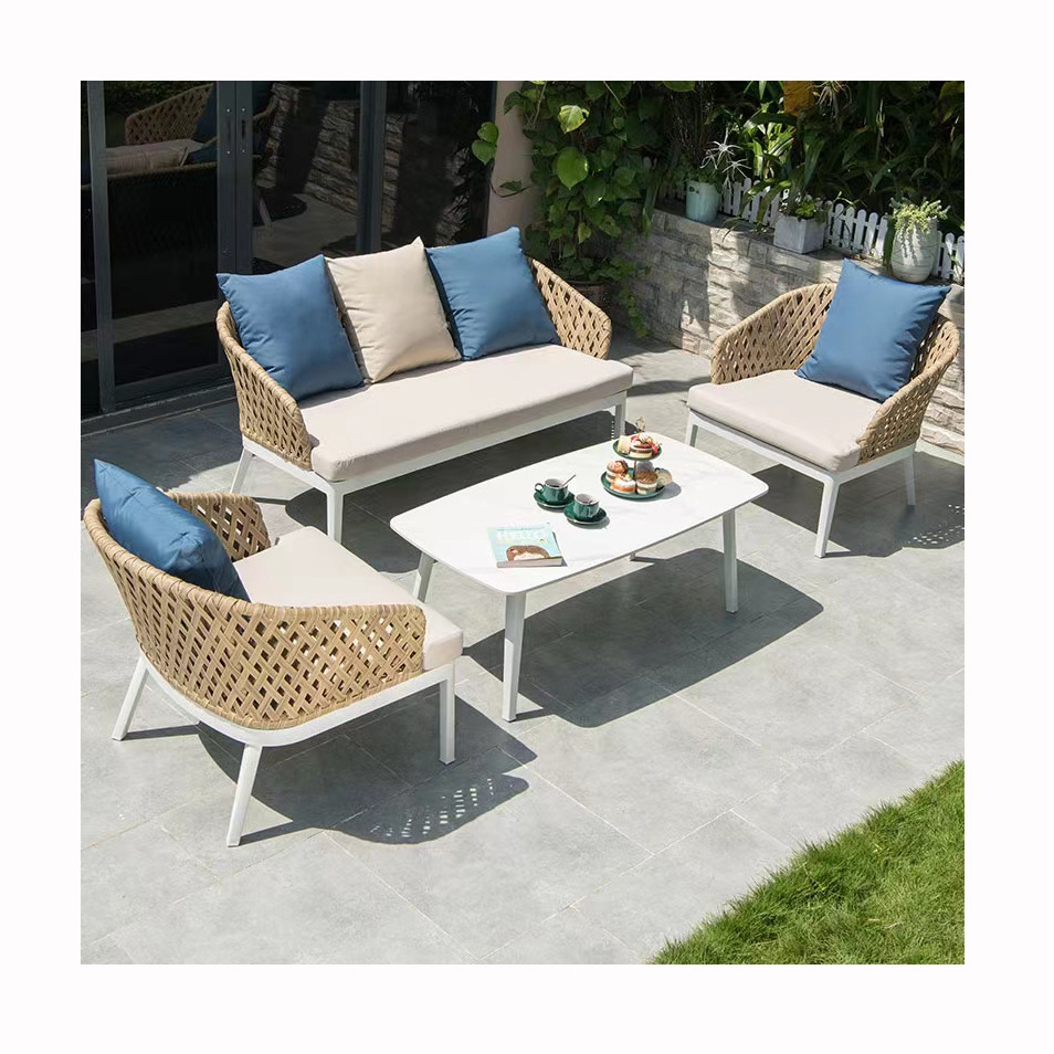 garden pe rattan woven sofas patio terrace modern lounge sectional couches sofa outdoor sofas set hotel furniture