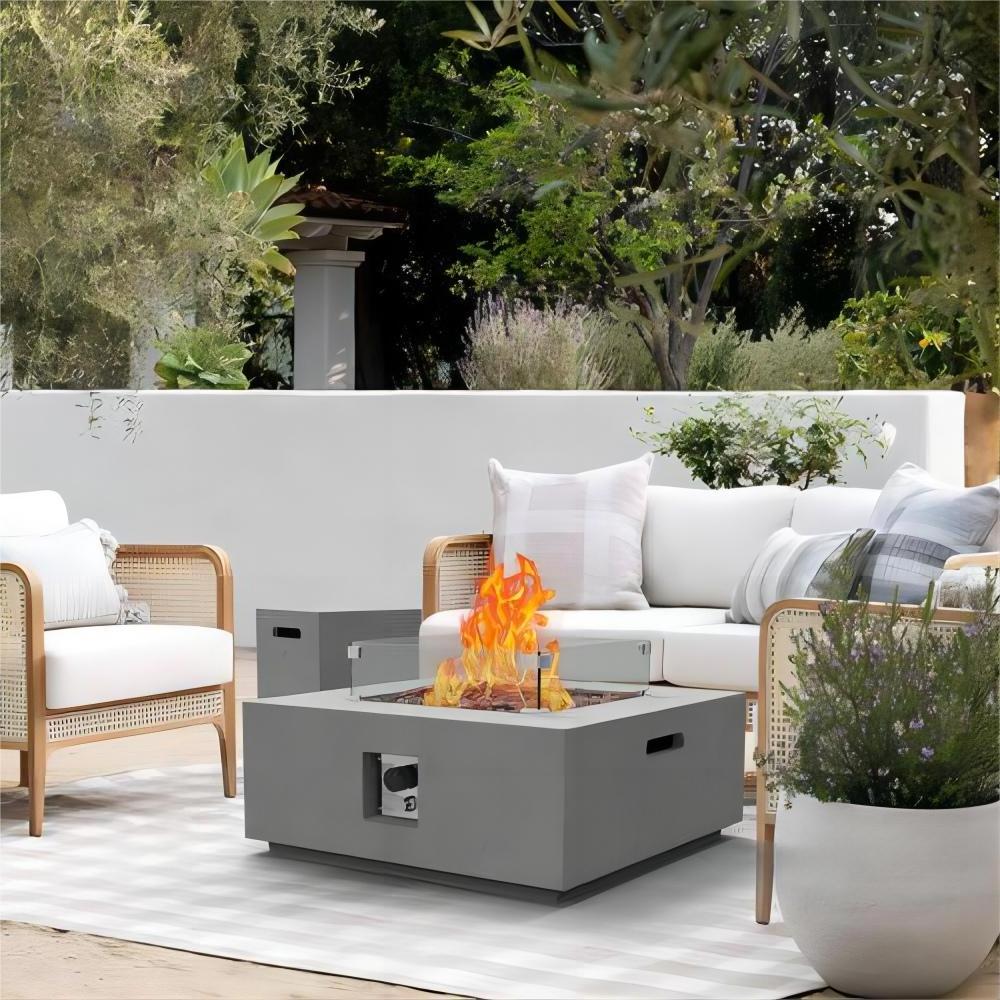 garden furniture outdoor aluminum frame firepit hotel backyard smokeless gas heater patio set with propane fire pits table