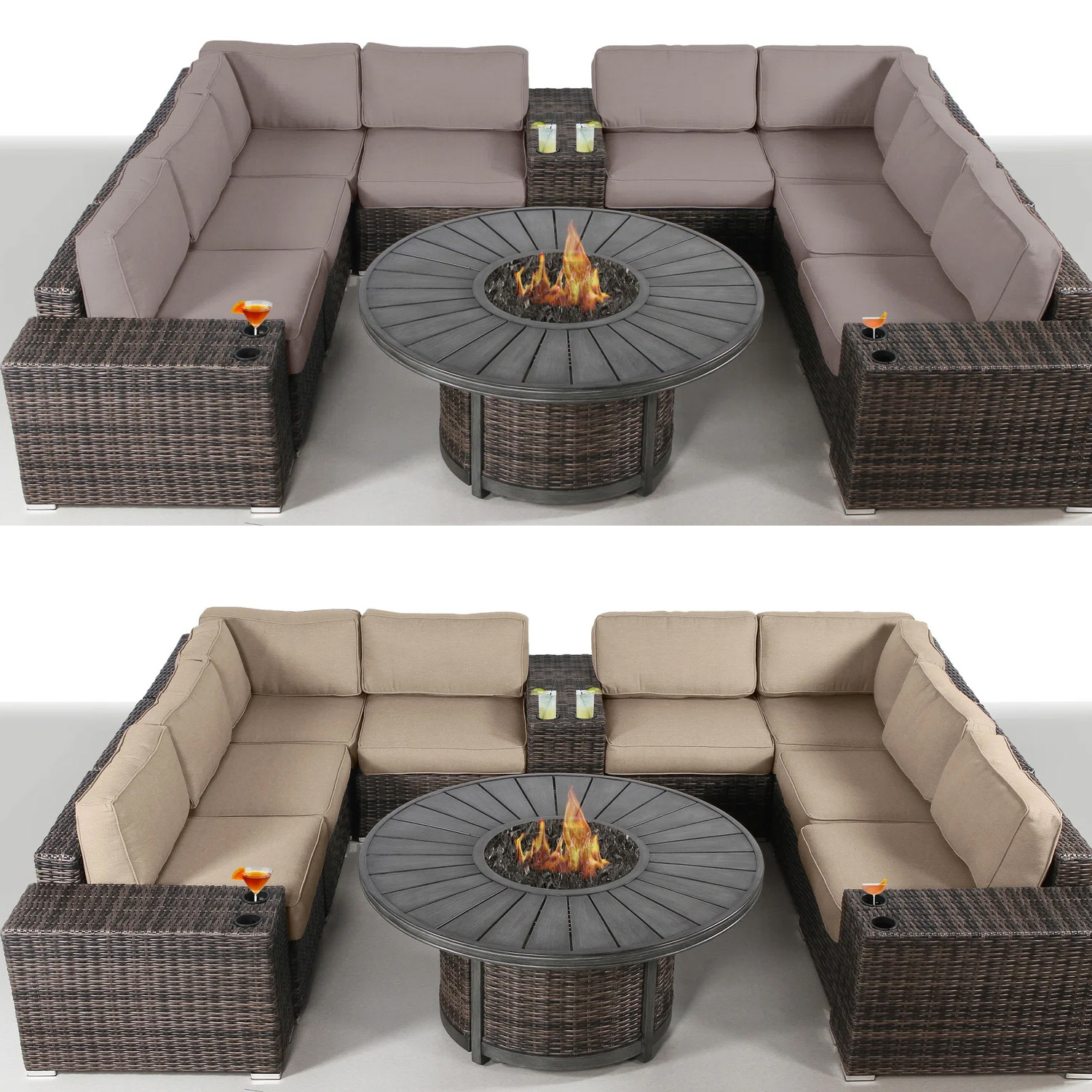 Smokeless Propane Fire Pit Table with sofa Patio Aluminum Heating Outdoor Furniture Garden Lounge sets with Gas Fire Pits