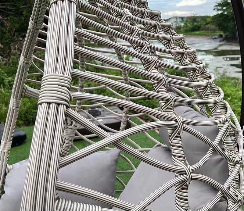 Modern Comfortable Outdoor Furniture Garden Rattan Hanging Egg Swing Chair with Stand