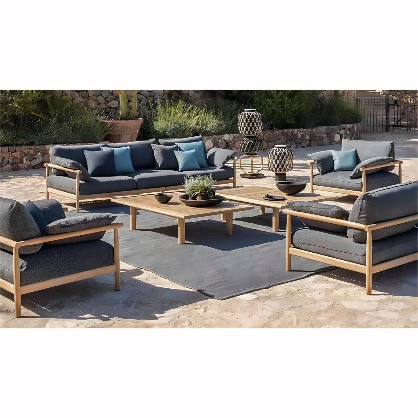 Modern High quality lounge chair garden sofa set furniture sectional sofa all weather patio solid wooden outdoor teak furniture