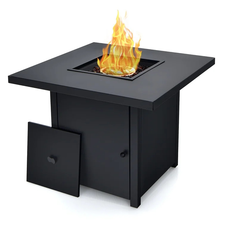 Outdoor Furniture Garden Tabletop Fire Pit Terrace  Propane Fire Table Modern Patio Aluminum Frame Gas Smokeless Fireplace