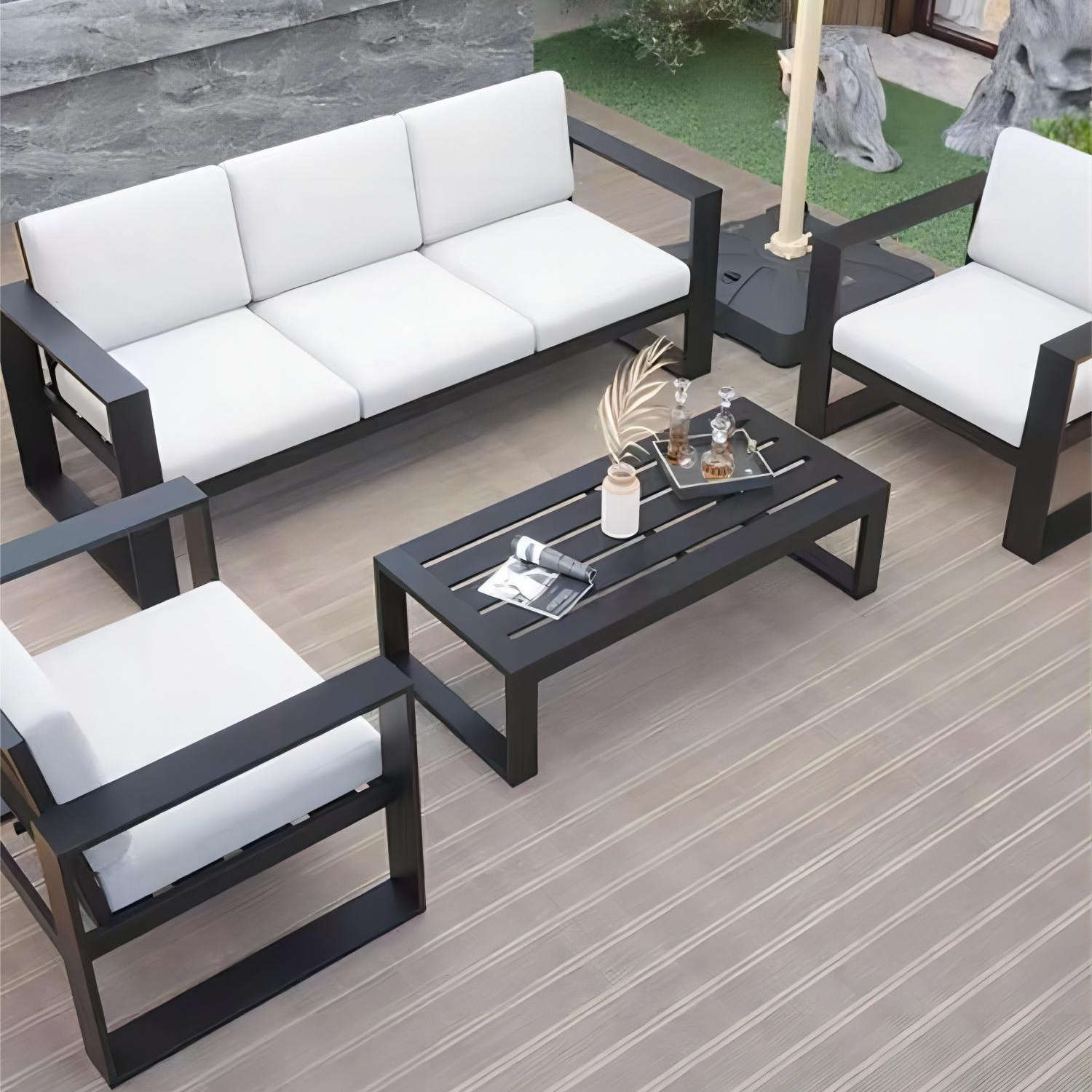 garden metal classic sectional sofa set luxury balcony modern modular sofa nordic outdoor patio furniture