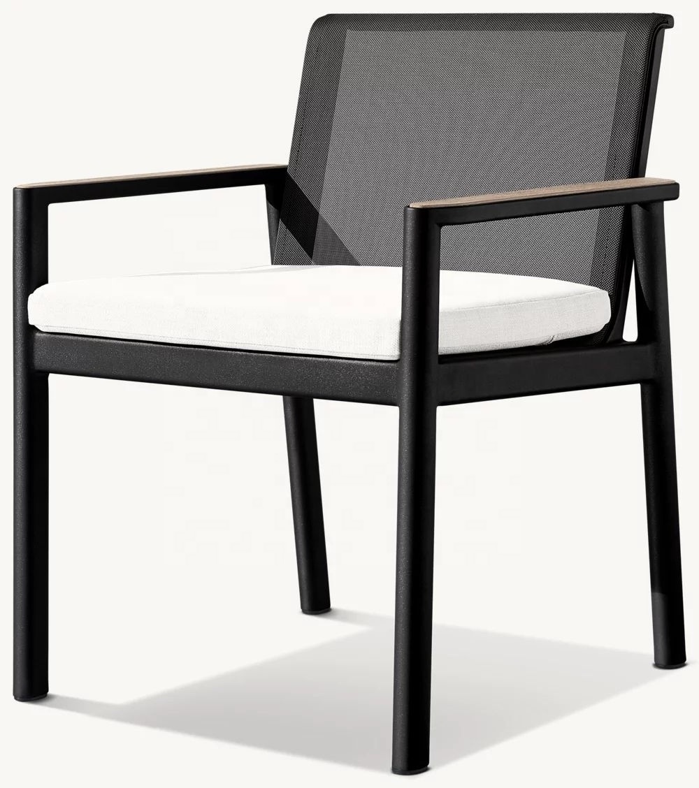 High quality new arrival outdoor patio furniture black aluminum chair table stackable garden dining set with 8 chairs