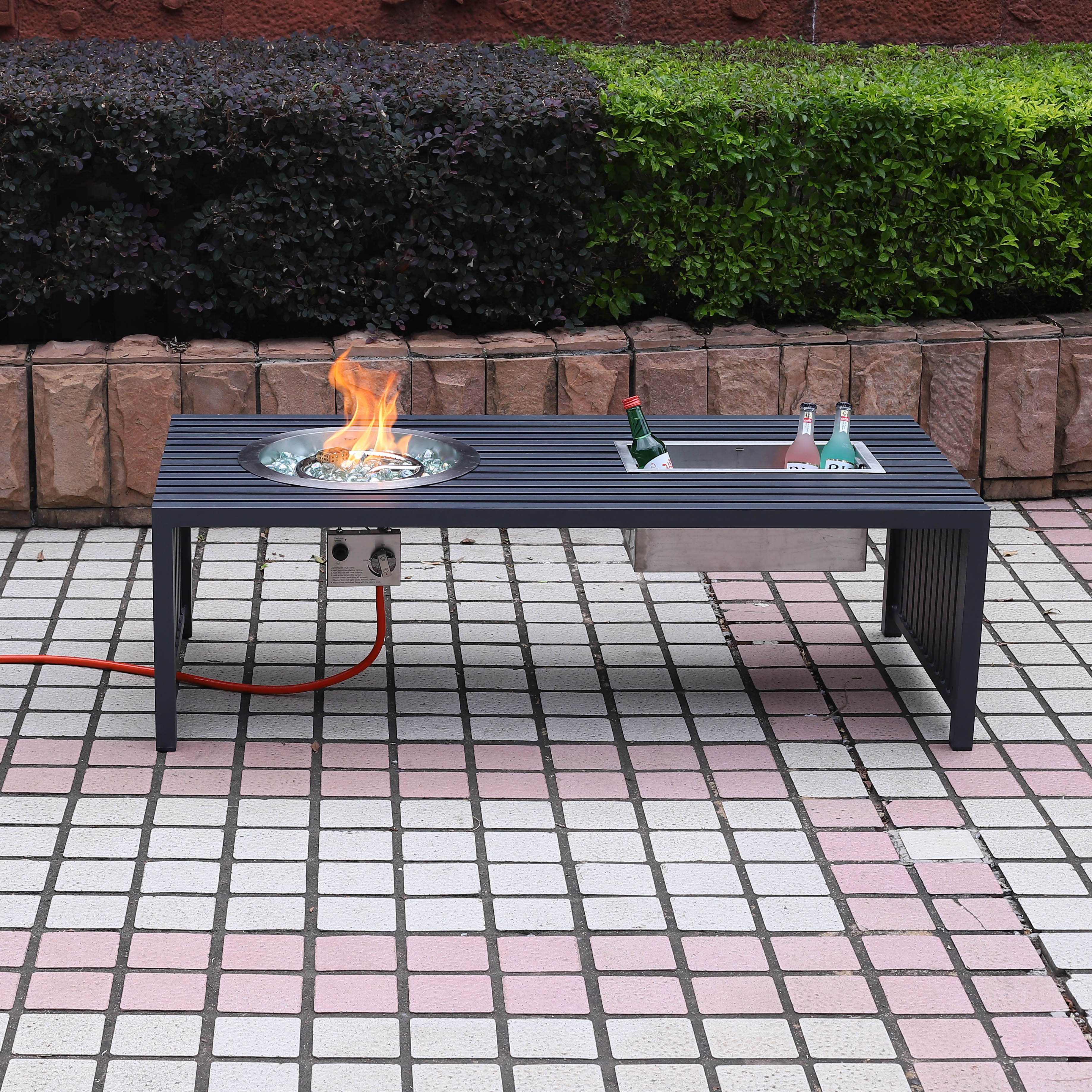 Outdoor Gas Fireplace Garden Propane Gas Heater Terrace Furniture Patio Aluminum Table Top Gas Fire Pit