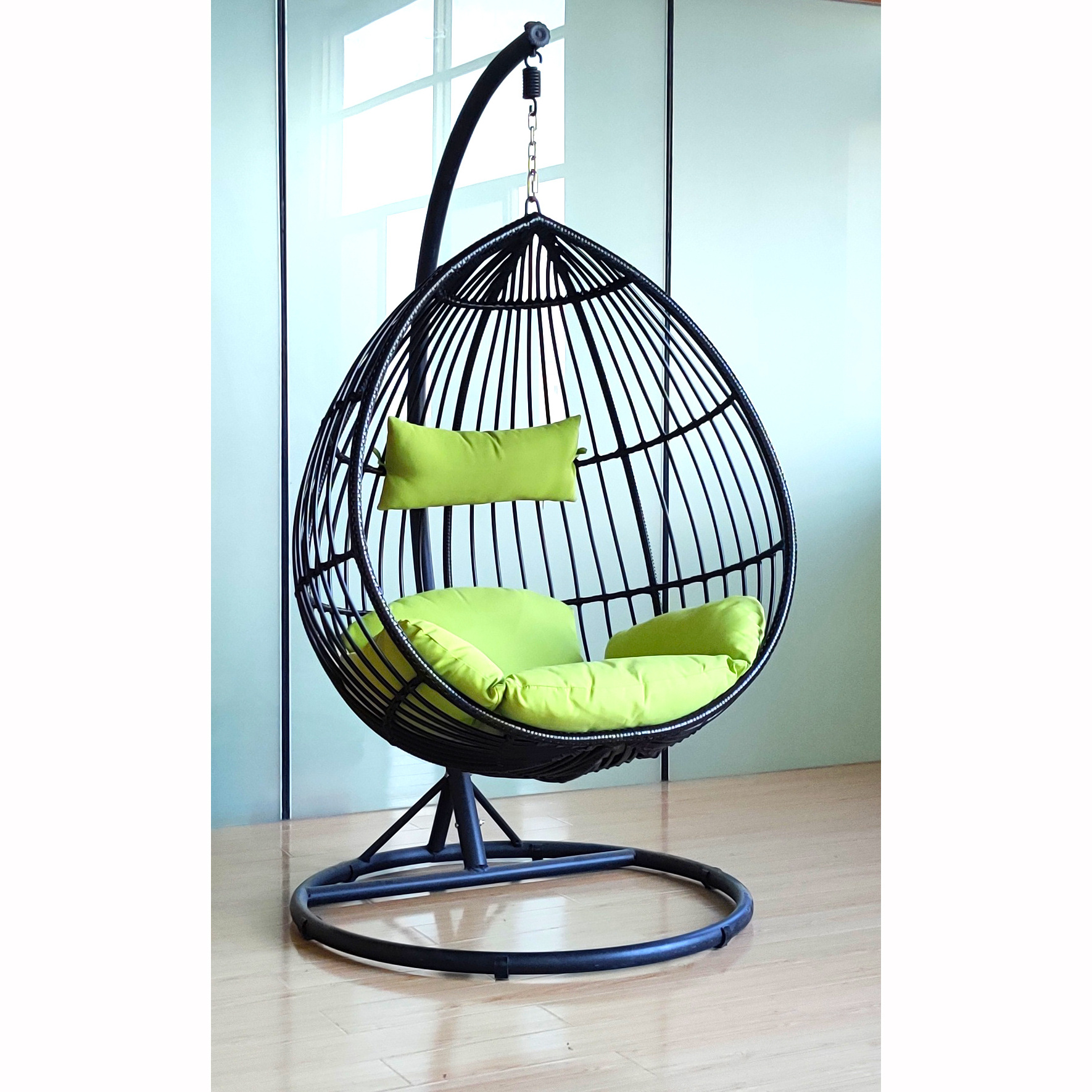 Hot Sale Furniture In And Outdoor Manufacturer Rattan Luxury Egg Hanging Patio Swing With Metal Stand Chair