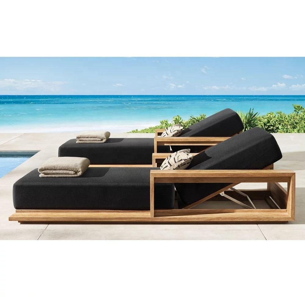 garden teak wood sun bed wooden patio sunbed backyard folding daybed hotel beach chairs outdoor furniture sun loungers