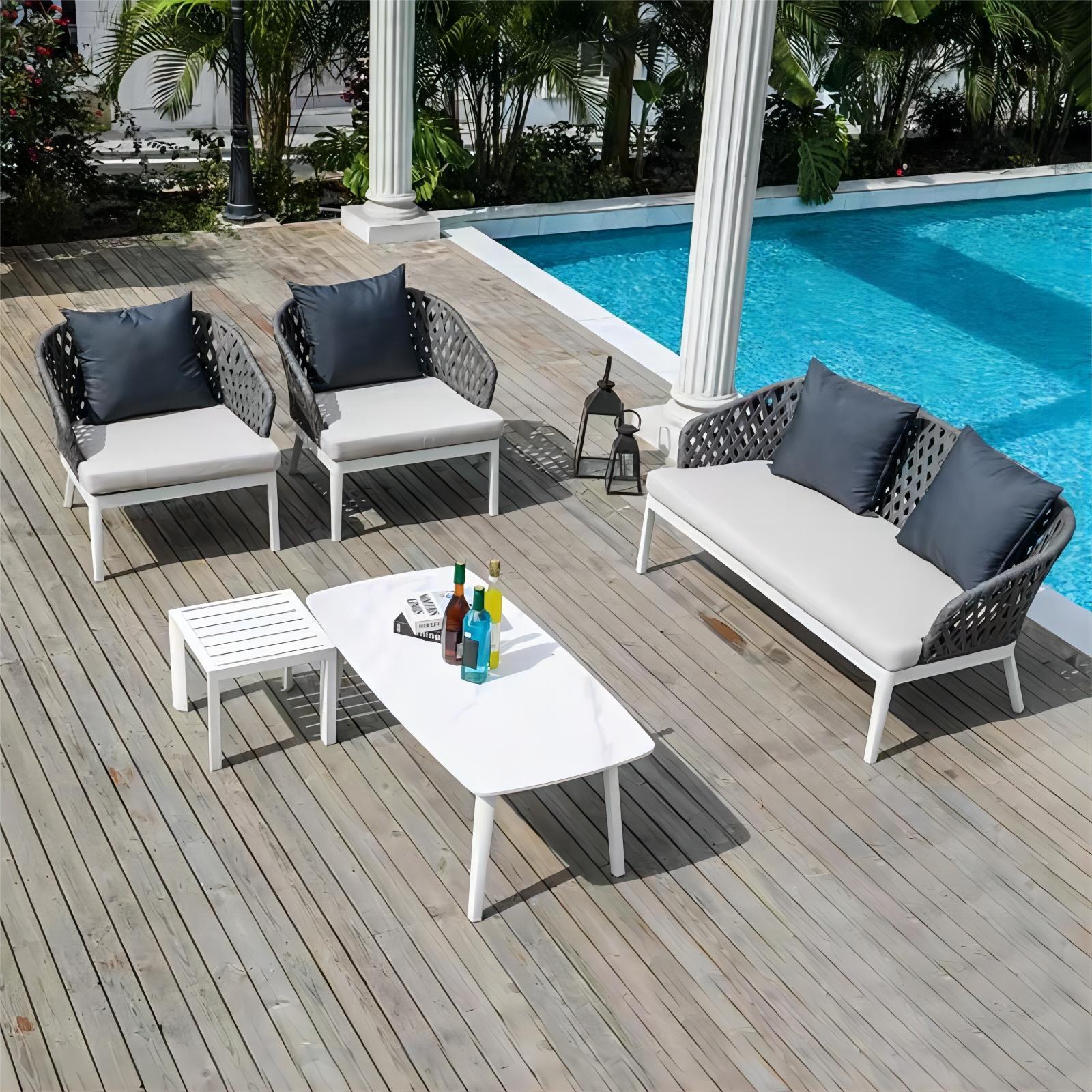 garden pe rattan woven sofas patio terrace modern lounge sectional couches sofa outdoor sofas set hotel furniture