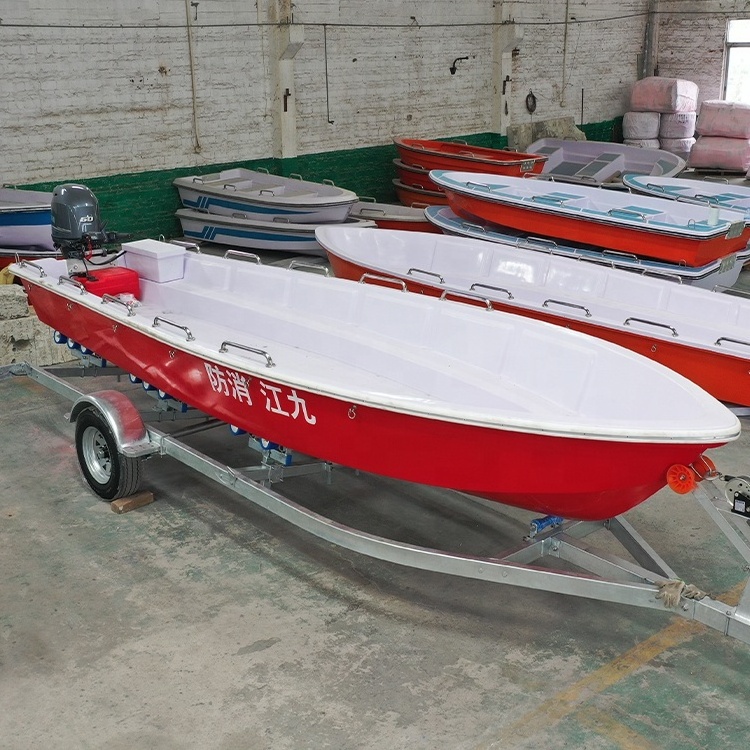 Custom luxury 6m Red Fiberglass Assault Boat Fast Rescue Boat Speedboat Engine Outboard Fiberglass assault boat