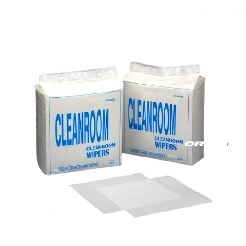 White flat pack spunlaced fibers of woodpulp pet strong solvent-resistant clean room glass wipes wiping wipers