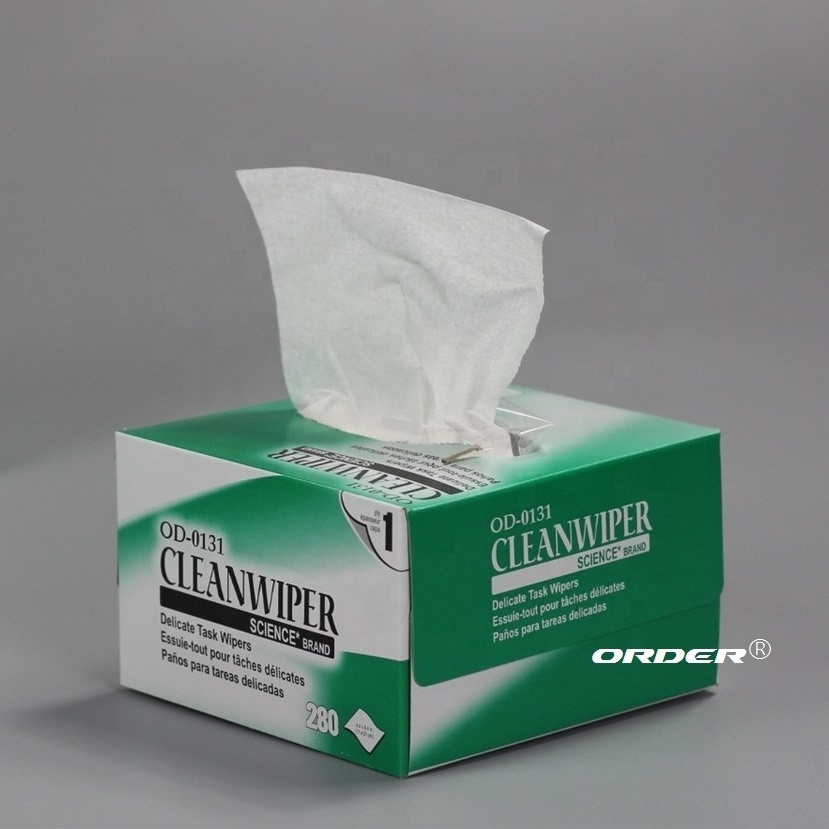 34155 Pop-up box 1-Ply White cellulose fiber delicate task lint free optical lens cleaning wipes paper