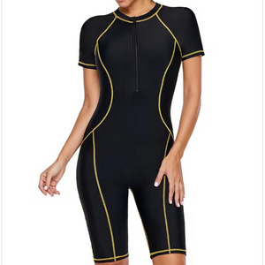 Diving suit women's short sleeve zipper sunscreen high elastic surf snorkeling suit jellyfish one-piece swimsuit