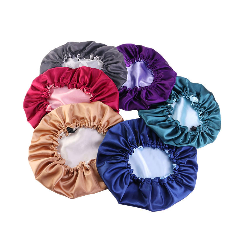 Wholesale Custom Logo Double Layer Satin Silk Designer Headbands custom du rags And Hair Bonnets