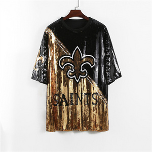 Custom Fashion Summer Fun Women Party Mardi Gras Sequin Game Day Jersey Apparel Top Shirt Dress