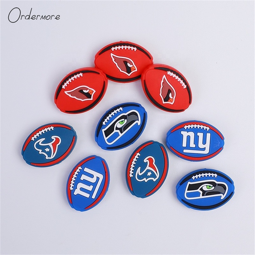 Wholesale bpa free designing nfl dodgers silicone college american football teams sports focal beads for beaded pen making