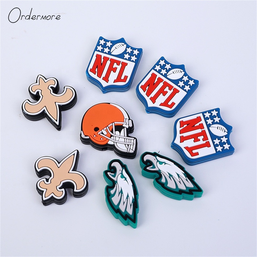 Wholesale bpa free designing nfl dodgers silicone college american football teams sports focal beads for beaded pen making