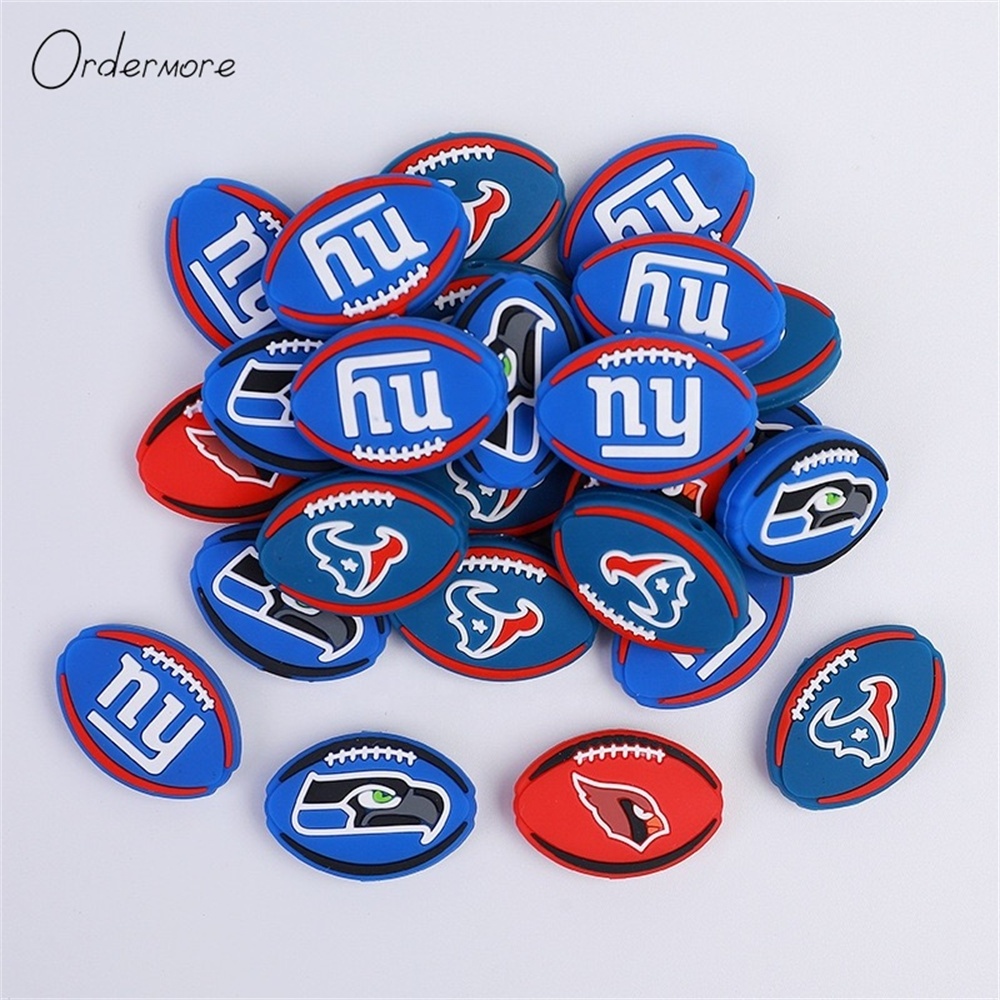 Wholesale bpa free designing nfl dodgers silicone college american football teams sports focal beads for beaded pen making