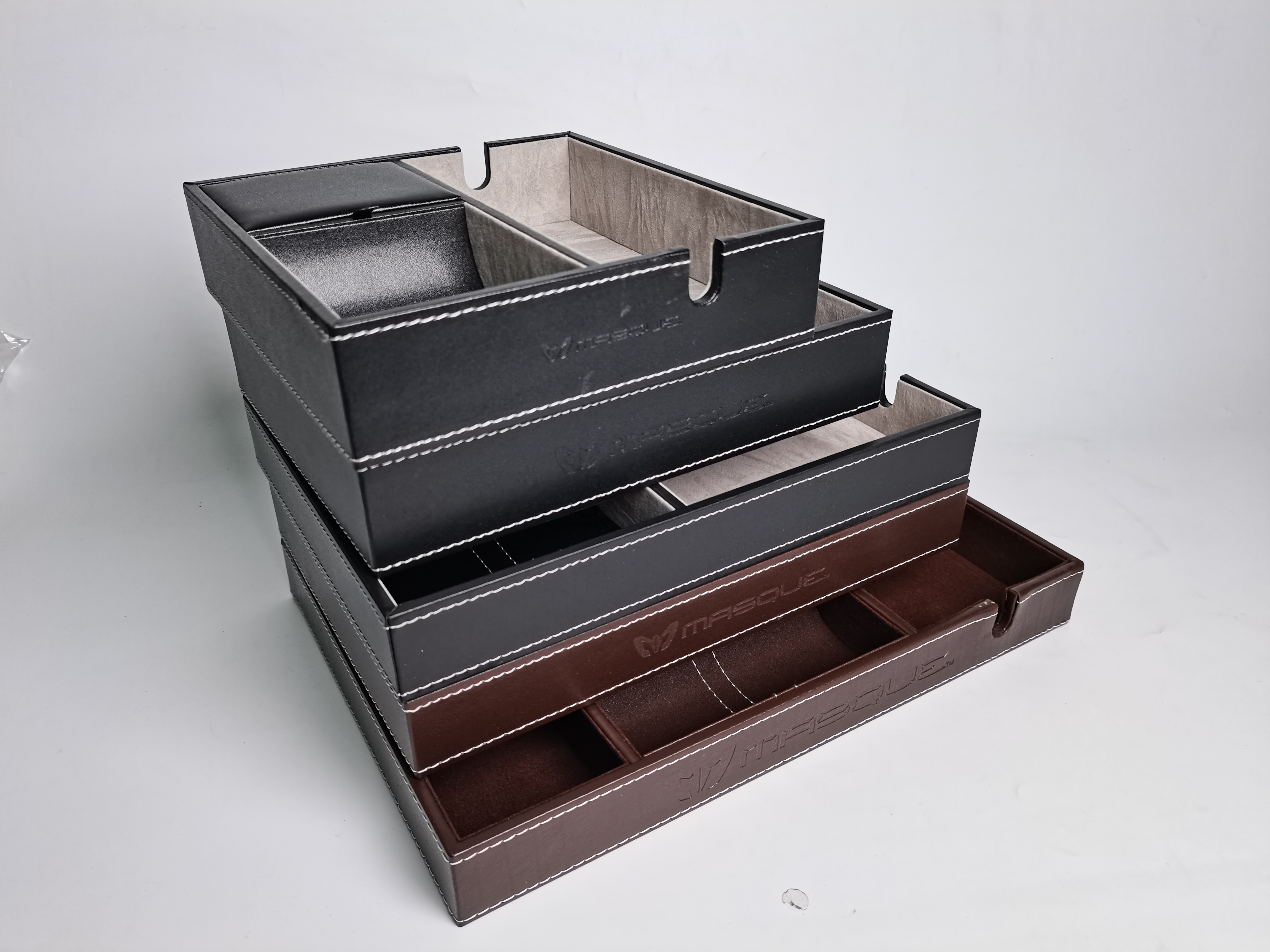 Leather Valet Tray for Men Nightstand Organizer Catchall Station Dresser Organizer