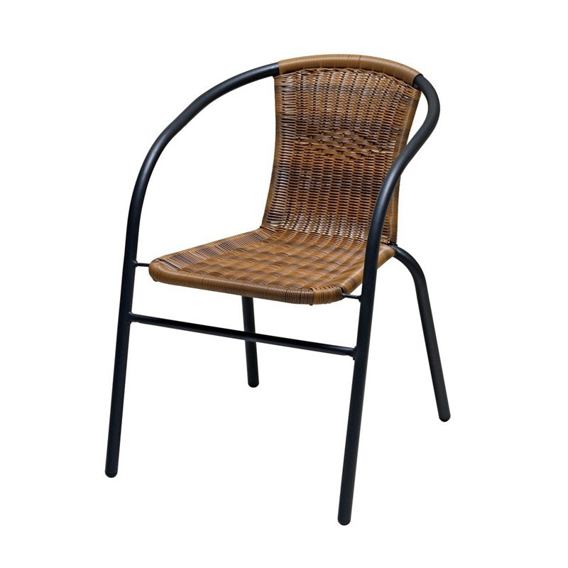 French bistro Garden furniture outdoor cafe black rattan wicker dining arm chair