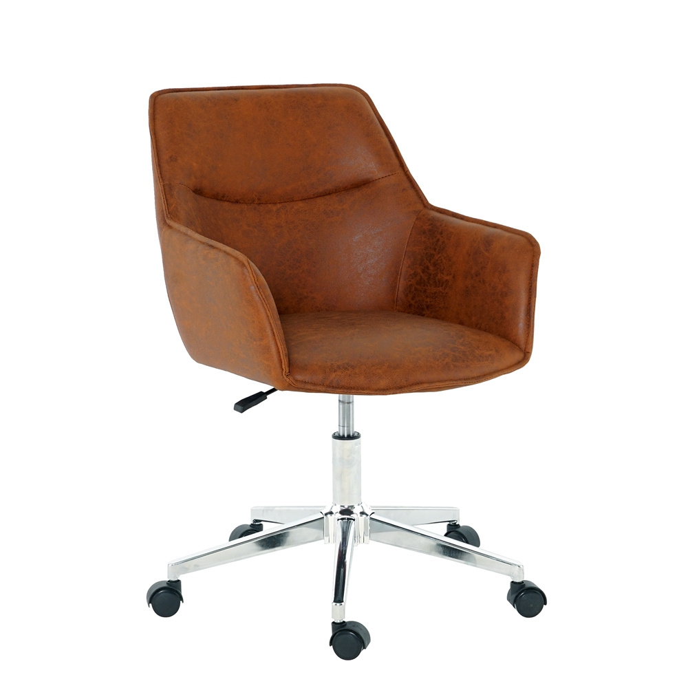 2023 Hot sale Swivel Office chair Popular Simple fabric seat cafe home office chair with wheel chrome metal base