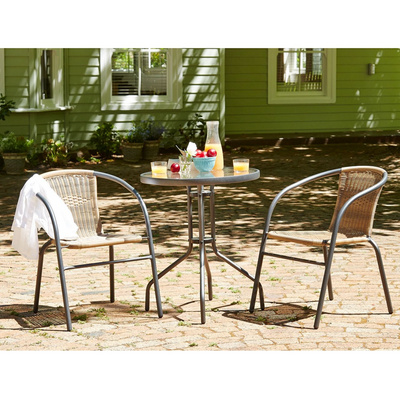 French bistro Garden furniture outdoor cafe black rattan wicker dining arm chair