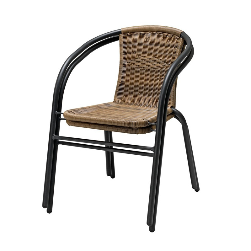 French bistro Garden furniture outdoor cafe black rattan wicker dining arm chair