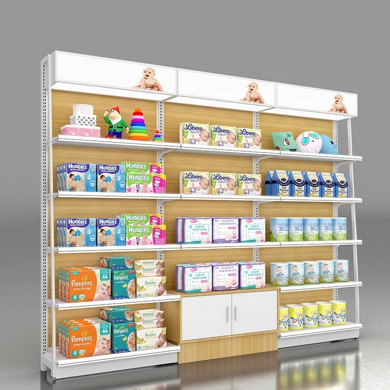 Best seller modern wooden supermarket shelf big supermarket shelf display racks with cabinet