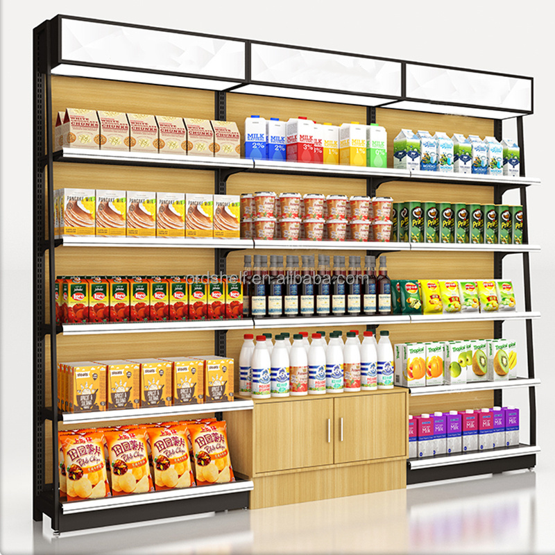 Best seller modern wooden supermarket shelf big supermarket shelf display racks with cabinet